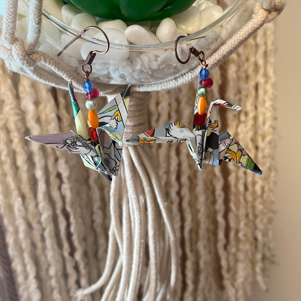 Adorable Origami swan earrings